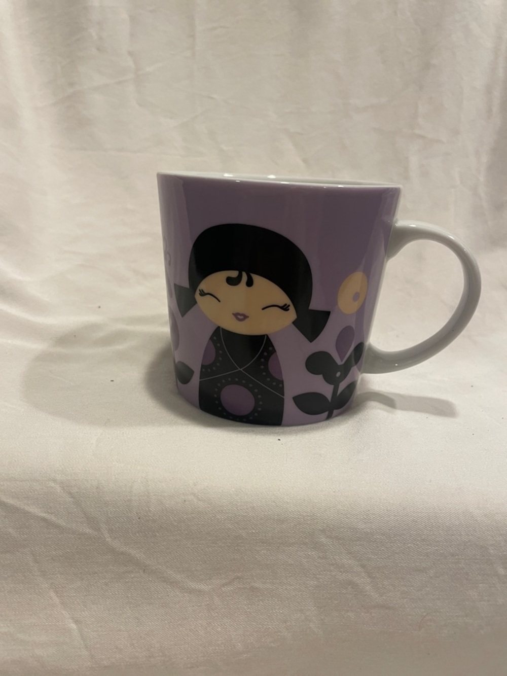 Lilac Kokeshi Doll Ceramic Coffee Mug